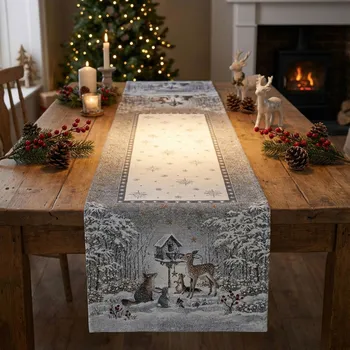 Vánoční dekorace Vánoční běhoun 37 × 100 cm šedo-bílý