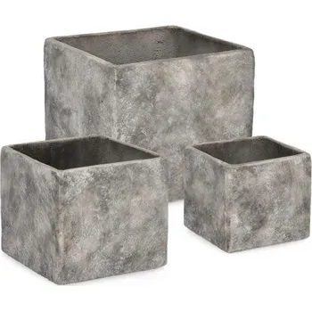 Květináč BIZZOTTO Set 3 nízkých květináčů MEILI šedá 0790760