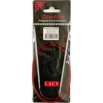 Jehlice ChiaoGoo Kruhové Fixní Jehlice 120Cm 3,5mm (ChiaoGoo RED Lace™ SS Circulars 47" 120Cm 3,5mm)