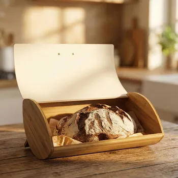 Bambusový chlebník KONIGHOFFER COSMIC krémový