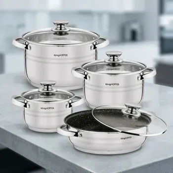 Sada nádobí Sada hrnců na indukci Konighoffer Bari Silver 8 kusů