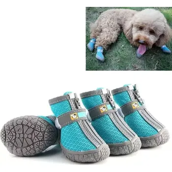 Obleček pro psa TopTechnology Set 4 ks prodyšných a protiskluzových bot pro psy (velikost: 3.8x4.3 cm, modré)