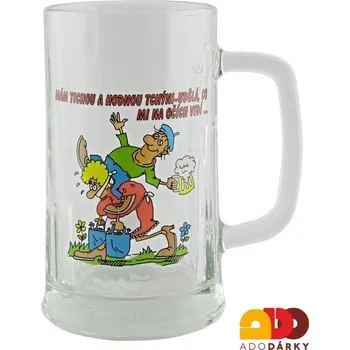 Sklenice Půllitr "Mám tichou a hodnou tchýni...." (Skleněný krýgl s vtipným potiskem)