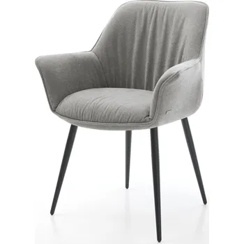 Jídelní židle DELIFE Jídelní židle Keila-Flex s područkami potahová látka Měkký šedá 4-nohá zúžená černá