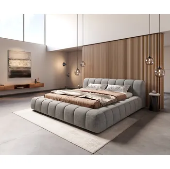 Postel DELIFE Čalouněná postel Cutio 180x200 cm látka Měkký šedá