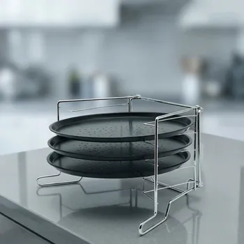 Plech na pečení Perforovaný plech na pizzu z uhlíkové oceli se stojanem APETITO 32 cm 3 ks