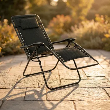 Zahradní lehátko Zahradní plážové gravitační lehátko Tadar Black 63 × 160 × 80 cm