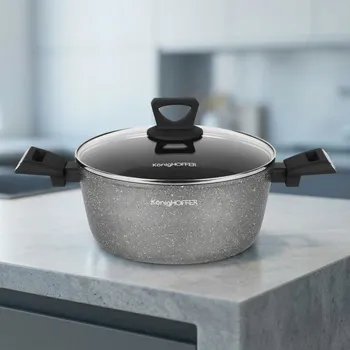 Hrnec Hrnec na indukci s mramorovým povrchem a poklicí Konighoffer Grigio 3,9 l