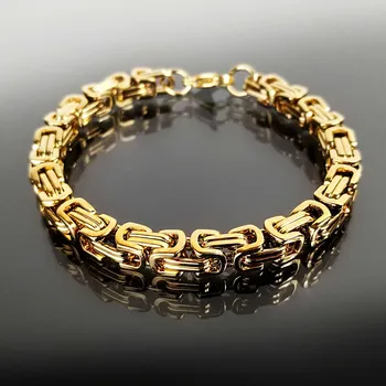 Náramek Pánský pozlacený ocelový náramek královský vzor č. 1358