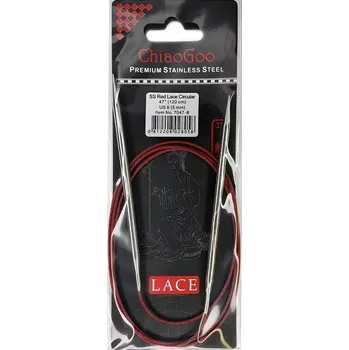 Jehlice ChiaoGoo Kruhové Fixní Jehlice 120Cm 5mm (ChiaoGoo RED Lace™ SS Circulars 47" 120Cm 5mm)