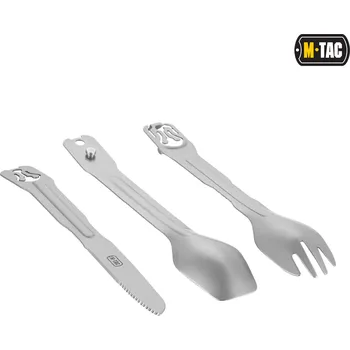 kempingový příbor M-TAC set příborů DETACHABLE TABLEWARE - různé druhy Barva: Steel