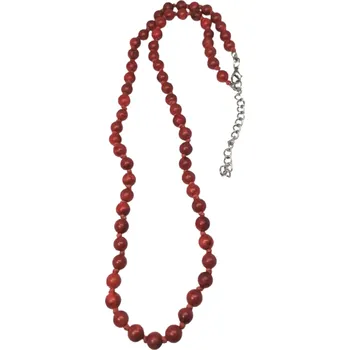 Náhrdelník Korál houbový, náhrdelník kuličky 6mm s ocelí