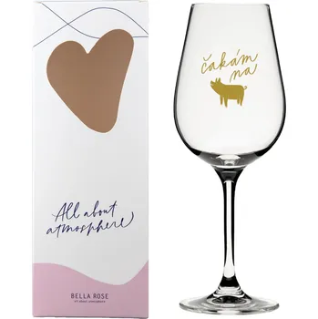 Sklenice Bella Rose Sklenice na víno Čakám na zlaté prasiatko SK