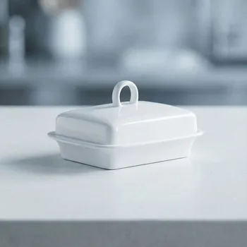 Máslenka Porcelánová máslenka s pokličkou Tadar Ceramic 16,5 x 12 cm bílá