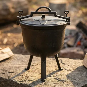 Hrnec Maďarský litinový kotel s víkem KONIGHOFFER HUNTER BLACK 15 l