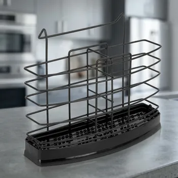Odkapávač na nádobí DRY STUFF kovový zásobník na příbory BLACK 20 x 5 cm