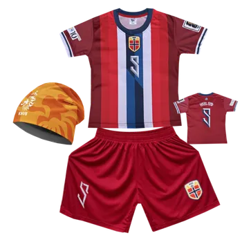 Fotbal Numberoplus Premium dětský fotbalový dres Komplet +fotbalová pletená čepice Norsko erling haaland Velikost: 13 let (vel.152)