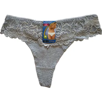 Kalhotky Fenghuang Dámské bavlněné kalhotky tanga s krajkou 6618 Barva: šedá, Velikost: M