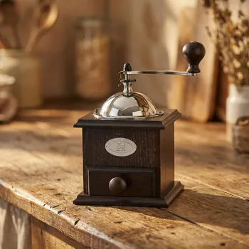 Příprava kávy PEUGEOT Nostalgie - ruční mlýnek na kávu