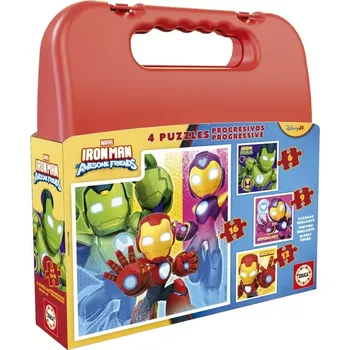 Puzzle Puzzle v kufříku IRON MAN 4 v 1 (6, 9, 12, 16 dílků)