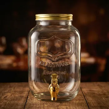 Dávkovač nápoje Skleněná nádoba na nápoje s kohoutkem TADAR GRIFFO GOLD 4 l