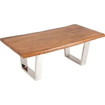 Konferenční stolek INVICTA INTERIOR Konferenční stolek NATURA STEEL – masivní akát, nerezové nohy 110 cm