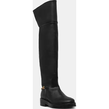 Dámské kozačky Kožené kozačky Tommy Hilfiger TH HORSEBIT RIDING OVERKNEE BOOT FW0FW08976 černá 99X, EUR 36