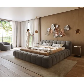 Postel DELIFE Čalouněná postel Cutio 180x200 cm bouclé měkký tmavě béžová