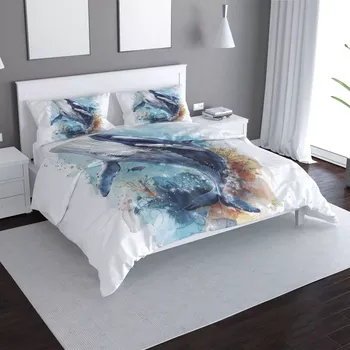 Povlečení Sablio Povlečení Akvarelová velryba - 140x220 / 90x70