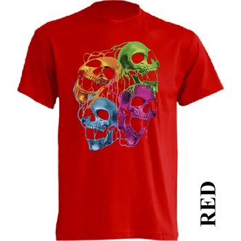 levne-bavlnene-tricko-potisk-vesele-lebky Barva: Red - červená, velikost: 5XL