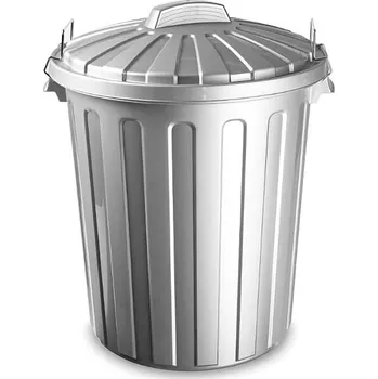 Odpadkový koš Plastic Forte POPELNICE CITY Koš na odpad 51 l STŘÍBRNÝ s víkem