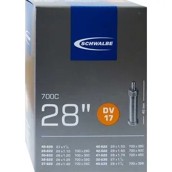 cyklistický dres Duše na kolo Schwalbe DV17 s rychloupínacím ventilem ~ 28" ~ 37-622 mm (28 x 1 3/8 x 1 5/8 palce)