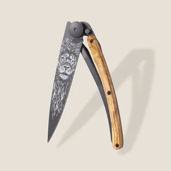 kapesní nůž Kapesní nůž Deejo Tattoo Black 37g Leo olive wood