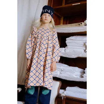 Dívčí šaty Dívčí šaty Tinycottons FLOWER GRID PRINT DRESS AW25.471 béžová 02X, vel. 116