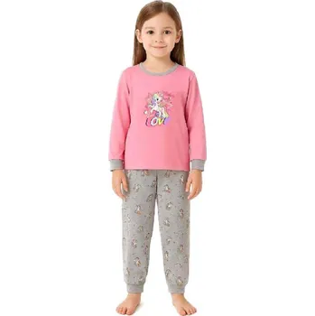 Dívčí pyžamo DÍVČÍ PYŽAMO S JEDNOROŽCEM NOVINKA Barva: Šedorůžová, Velikost: 128