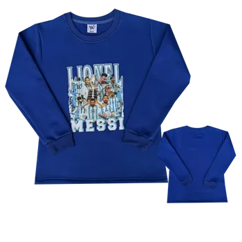 Chlapecká mikina Numberoplus Dětská teplá fotbalová mikina pro děti s potiskem Argentina -Lionel Messi 10 Barva: Světle modrá, Velikost: 14 let ( vel.158)