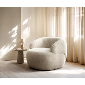 Křeslo DELIFE Křeslo Nova 88x88 cm plyšový manšestr béžová