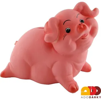 Pokladnička Pokladnička prase střední růžové 23 cm (Pokladnička ve tvaru sedícího prasátka)