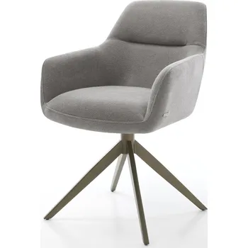 Jídelní židle DELIFE Jídelní židle Pejo-Flex strukturovaná látka Měkký šedá křížová podnož široká Titanová barva 360° otočný houpací funkce taštičkové pružiny