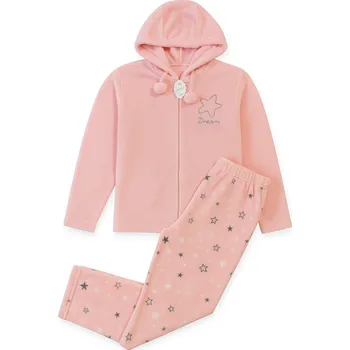 Dámské noční prádlo xcena Dámské mikroplyšové teplé pyžamo růžové Velikost: L