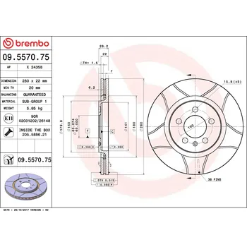 Brzdový kotouč Brzdový kotouč BREMBO 09.5570.75