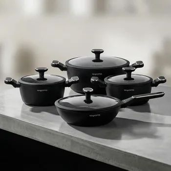 Sada nádobí Sada 4 hliníkových hrnců a pánví s nepřilnavým povrchem a pokličkami KONIGHOFFER LOTTE