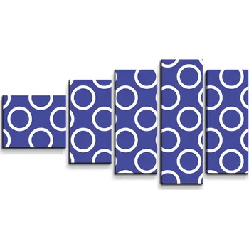 Obraz Sablio Obraz - 5-dílný Bílé kruhy na modré - 100x60 cm