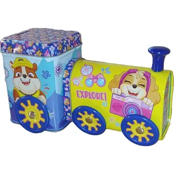 Bonbon Ovocné želé 80 g & kasička lokomotiva PAW PATROL VÝPRODEJ : MDT 31.3.25 (Plněné želé s mix ovocnou příchutí a vitamín C / kasička železo 80 g)