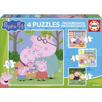 Puzzle Puzzle PRASÁTKO PEPPA 4v1 (6–16 dílků) EDUCA