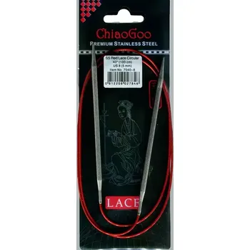 Jehlice ChiaoGoo Kruhové Fixní Jehlice 100Cm 5mm (ChiaoGoo RED Lace™ SS Circulars 40" 100Cm 5mm)