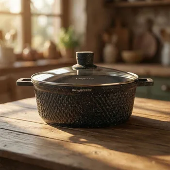 Pánev Mramorová pánev na indukci krátké úchyty Konighoffer Escuro 28 cm