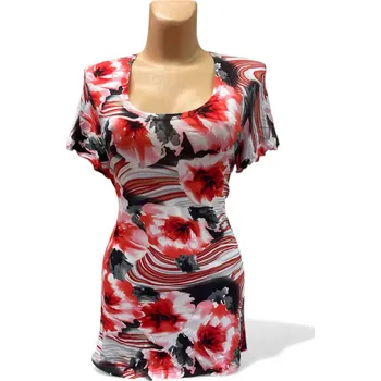 Dámská tunika Halenka BEATA 44,46 skladem , Barva Červená, Velikost XL 44, Rukáv Krátký rukáv