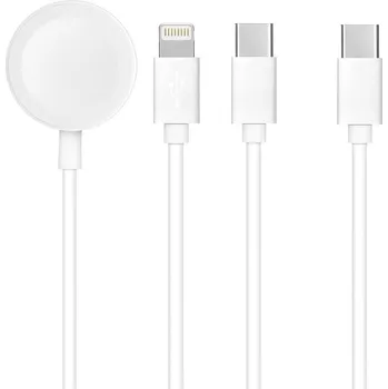 Kabel typu C 3v1 pro iPhone Lightning 8pin + Typ C 2A + Apple Watch 3W 1A C3169 bílý