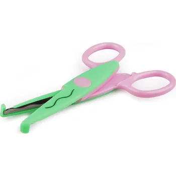 Nůžky dětské s kreativní vlnovkou a vroubky délka 13 cm, malé, 5 zelená sv.